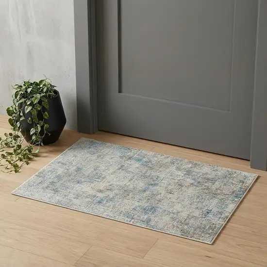Blue and Ivory Abstract Area Rug Photo 1