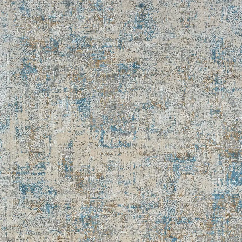 Blue and Ivory Abstract Area Rug Photo 7