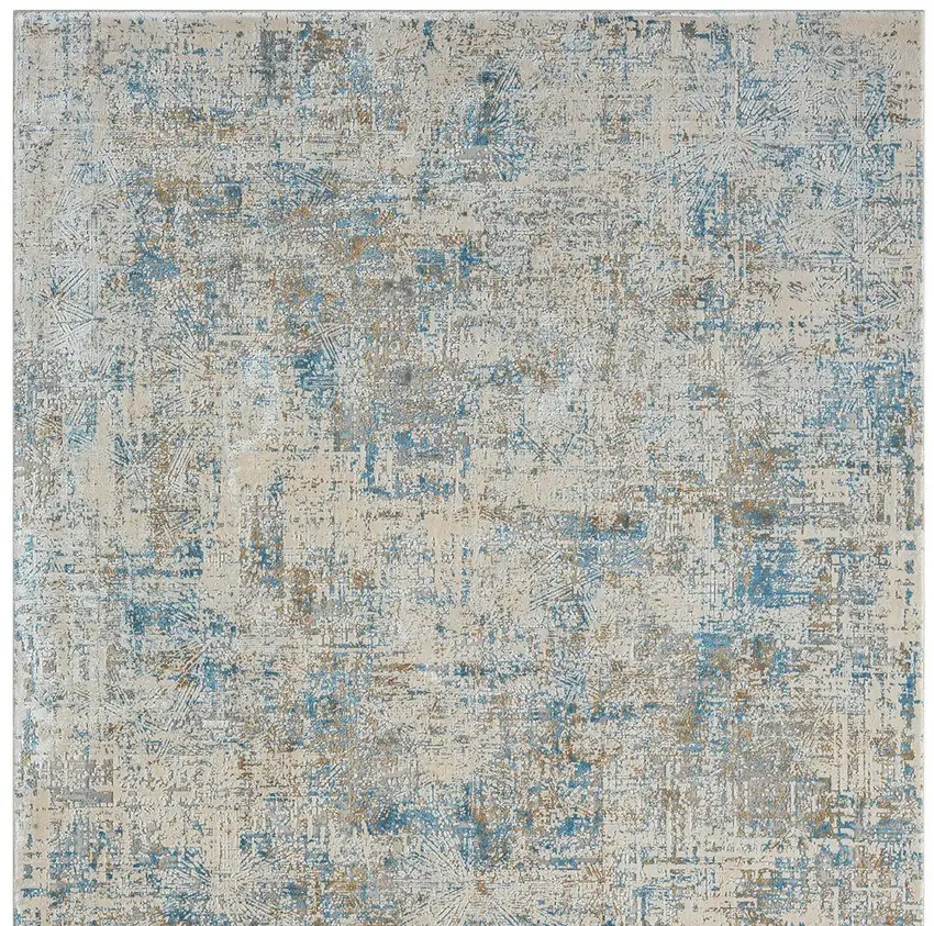 Blue and Ivory Abstract Area Rug Photo 8
