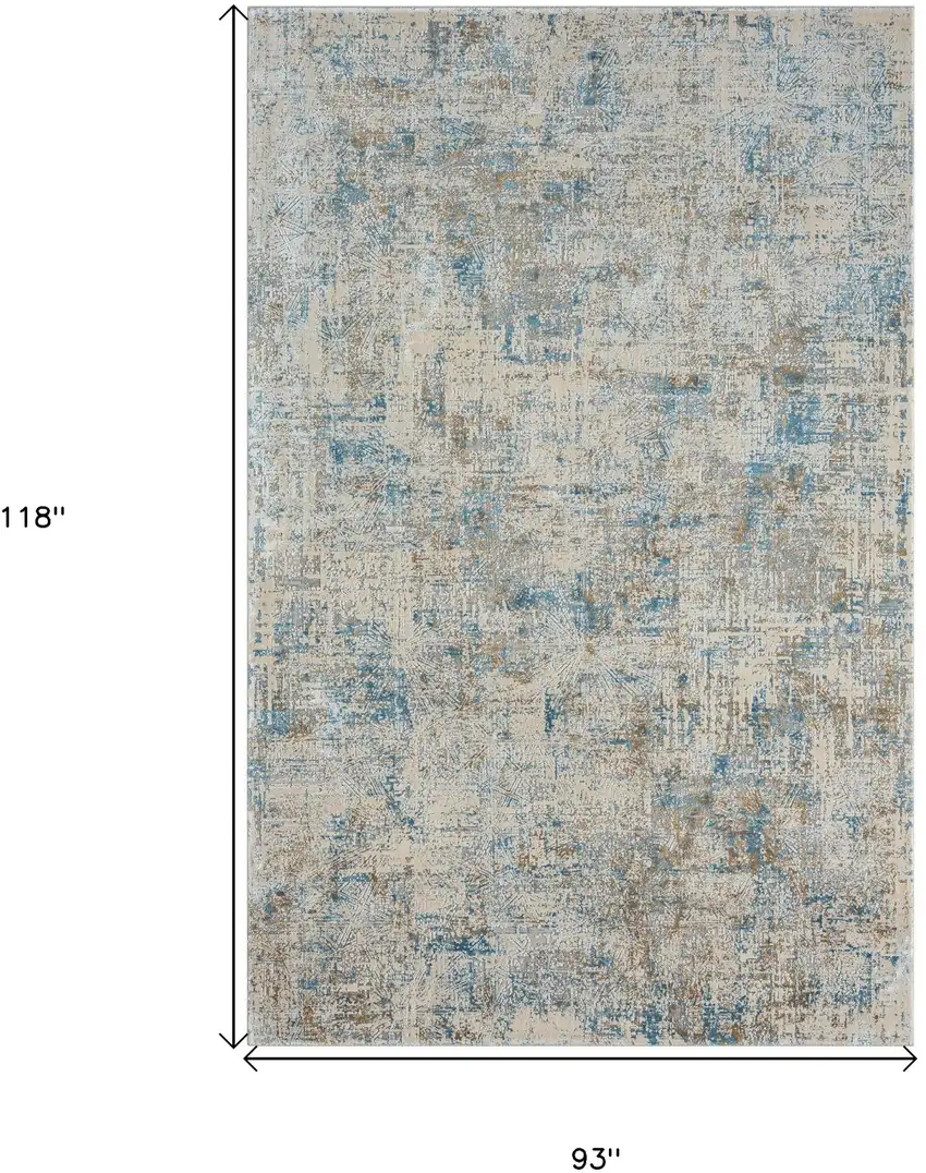 Blue and Ivory Abstract Area Rug Photo 3