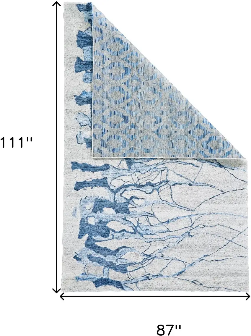 Blue and Ivory Abstract Hand Tufted Area Rug Photo 7