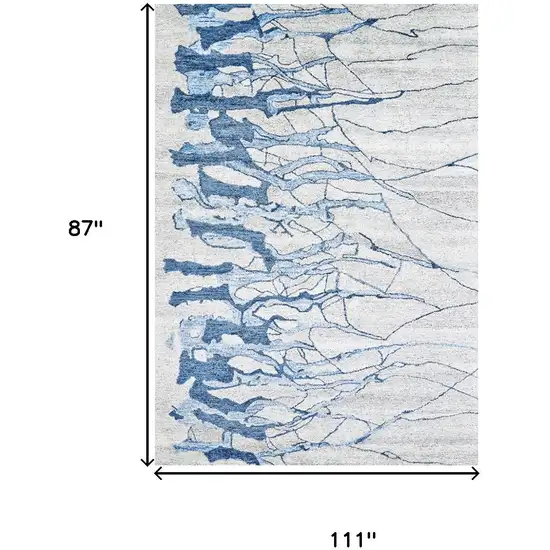 Blue and Ivory Abstract Hand Tufted Area Rug Photo 6