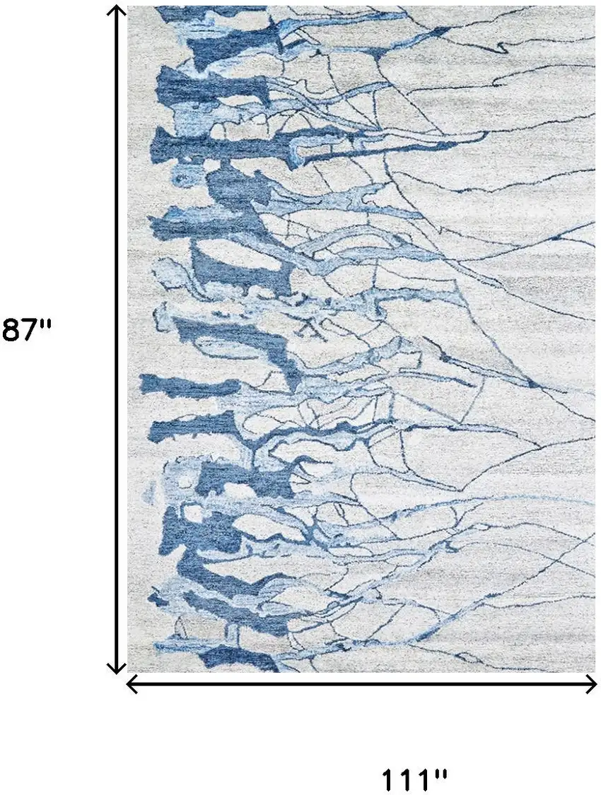 Blue and Ivory Abstract Hand Tufted Area Rug Photo 6