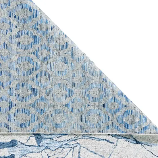 Blue and Ivory Abstract Hand Tufted Area Rug Photo 4