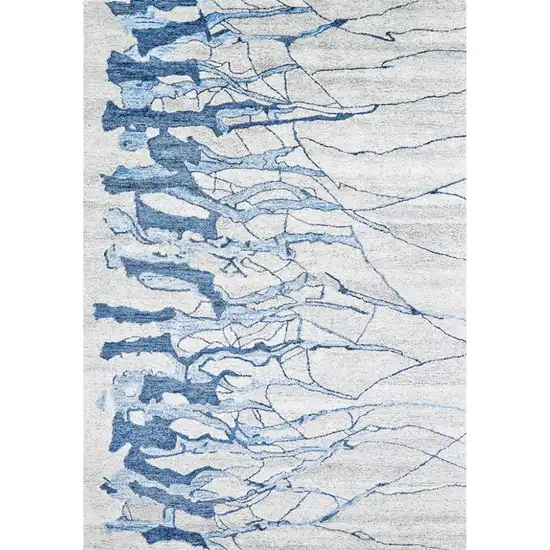 Blue and Ivory Abstract Hand Tufted Area Rug Photo 2