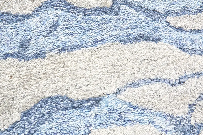 Blue and Ivory Abstract Hand Tufted Area Rug Photo 8