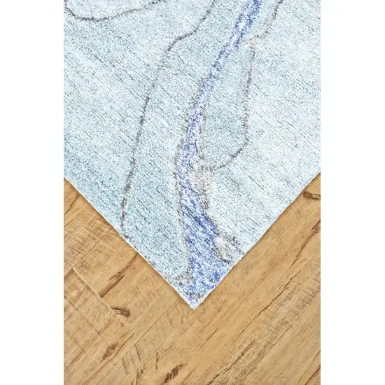 Blue and Ivory Abstract Hand Tufted Area Rug Photo 5