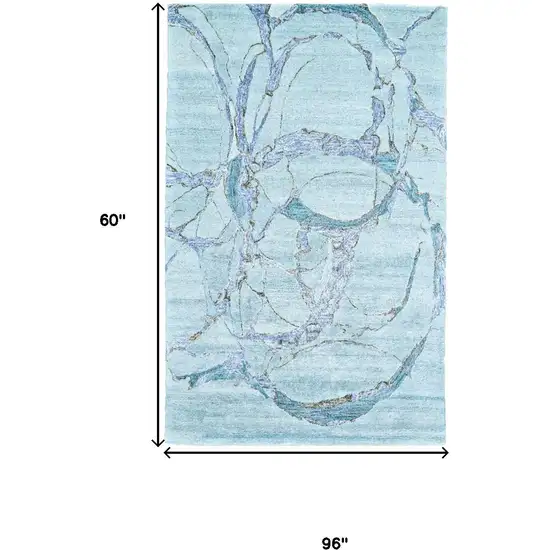 Blue and Ivory Abstract Hand Tufted Area Rug Photo 8