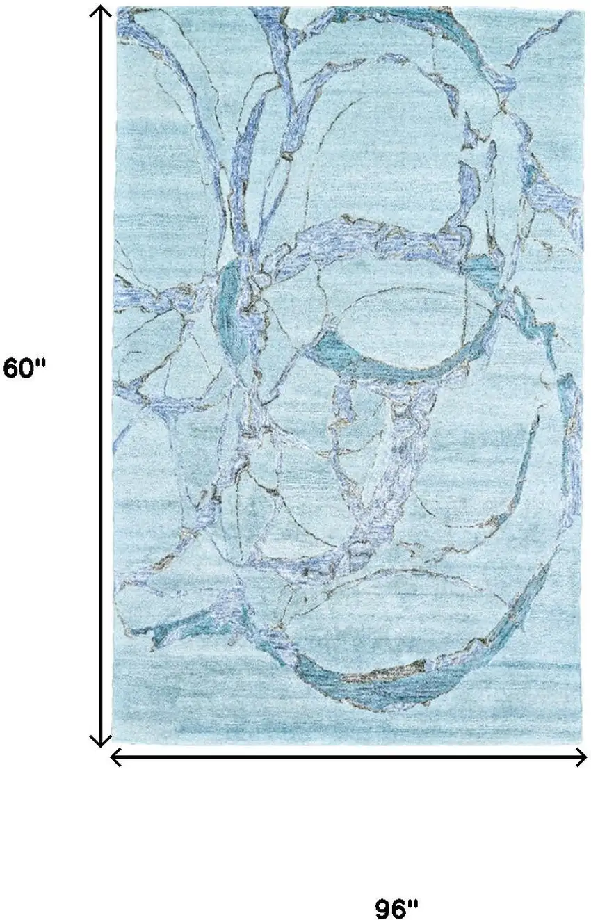 Blue and Ivory Abstract Hand Tufted Area Rug Photo 8