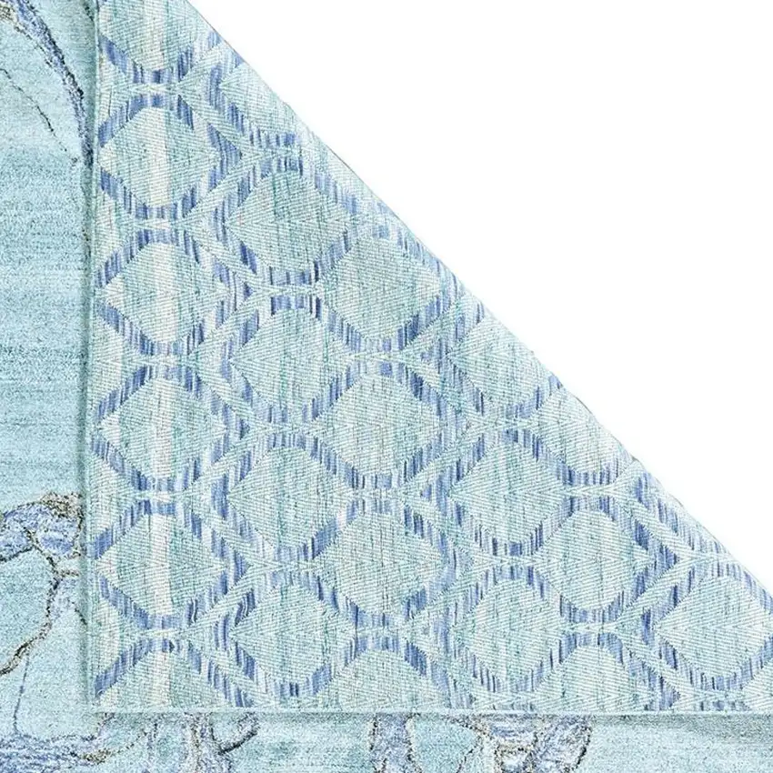 Blue and Ivory Abstract Hand Tufted Area Rug Photo 3