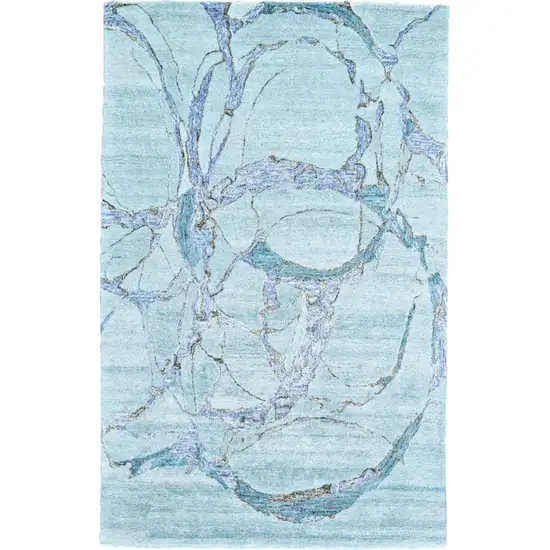 Blue and Ivory Abstract Hand Tufted Area Rug Photo 2