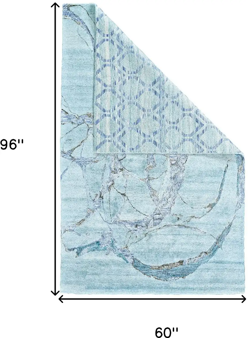 Blue and Ivory Abstract Hand Tufted Area Rug Photo 8