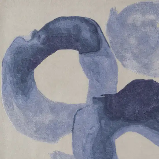 Blue and Ivory Abstract Hand Tufted Area Rug Photo 6