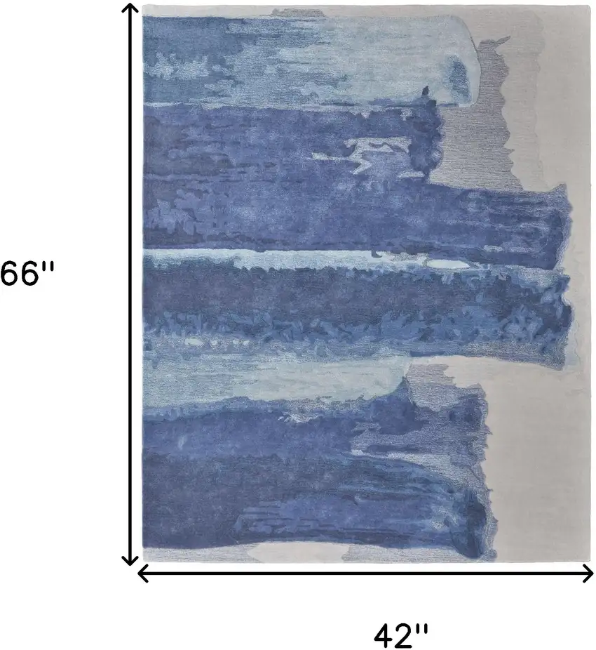 Blue and Ivory Abstract Hand Tufted Area Rug Photo 3