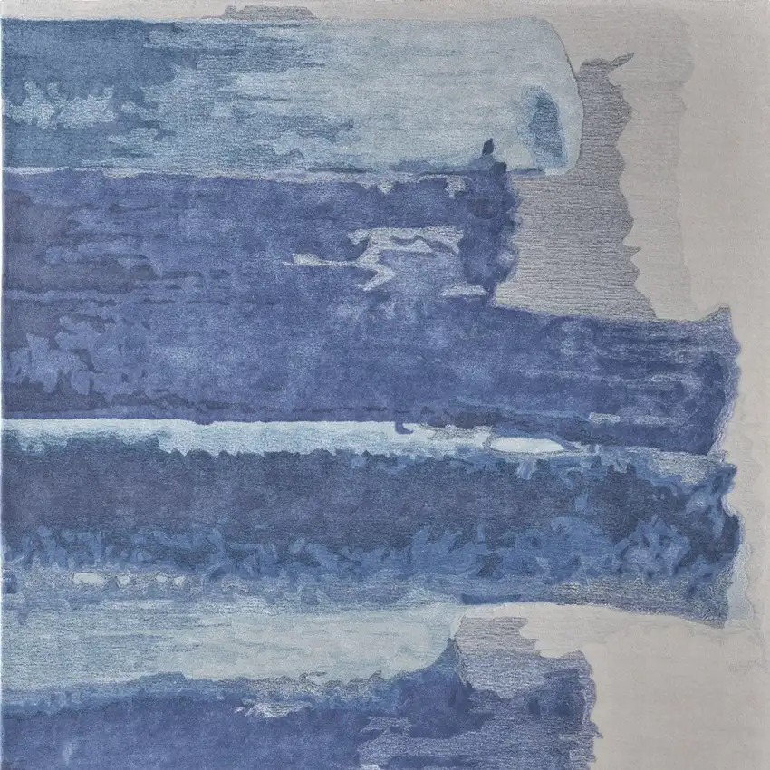 Blue and Ivory Abstract Hand Tufted Area Rug Photo 5