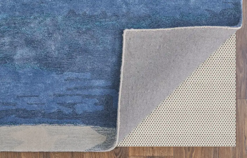 Blue and Ivory Abstract Hand Tufted Area Rug Photo 7