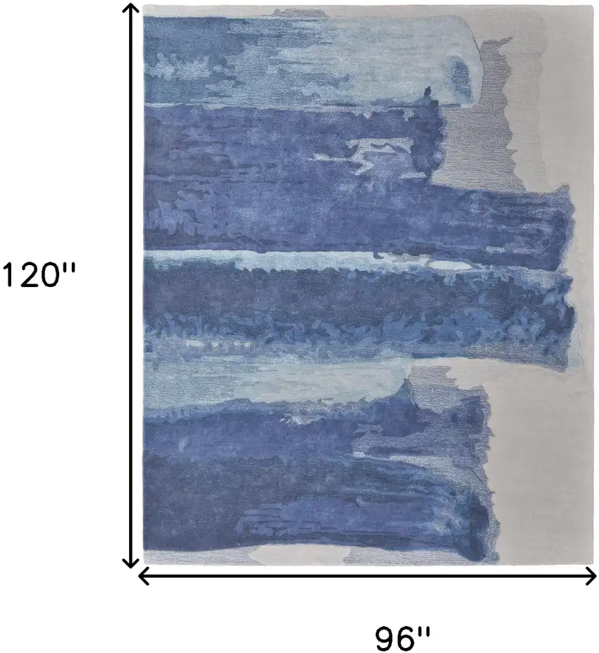Blue and Ivory Abstract Hand Tufted Area Rug Photo 3