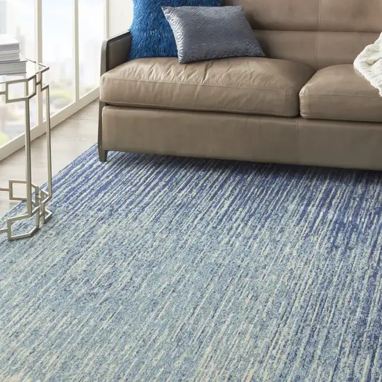 Blue and Ivory Abstract Power Loom Area Rug Photo 6