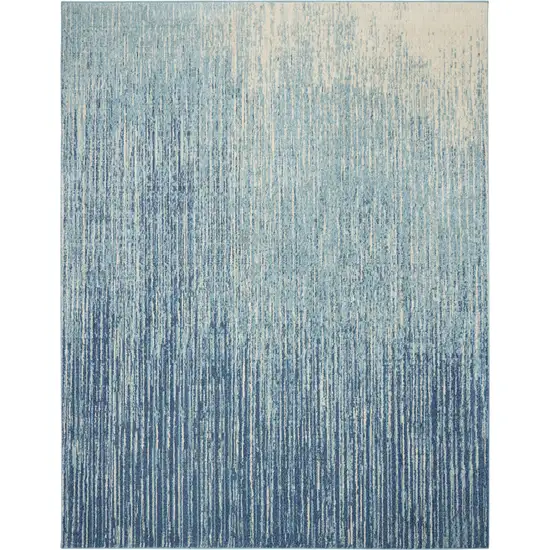 Blue and Ivory Abstract Power Loom Area Rug Photo 2