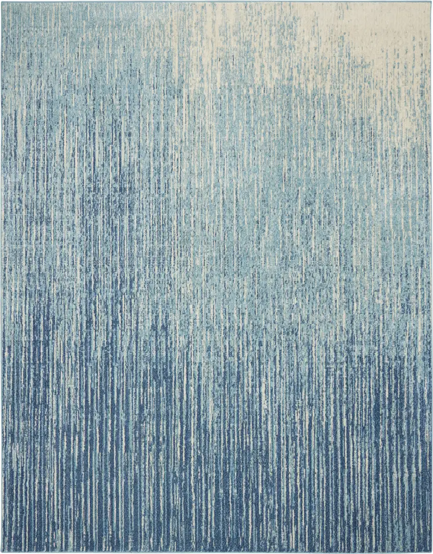 Blue and Ivory Abstract Power Loom Area Rug Photo 2
