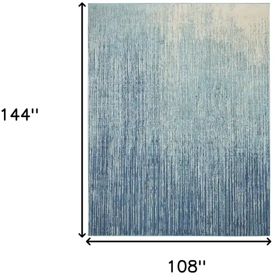 Blue and Ivory Abstract Power Loom Area Rug Photo 3