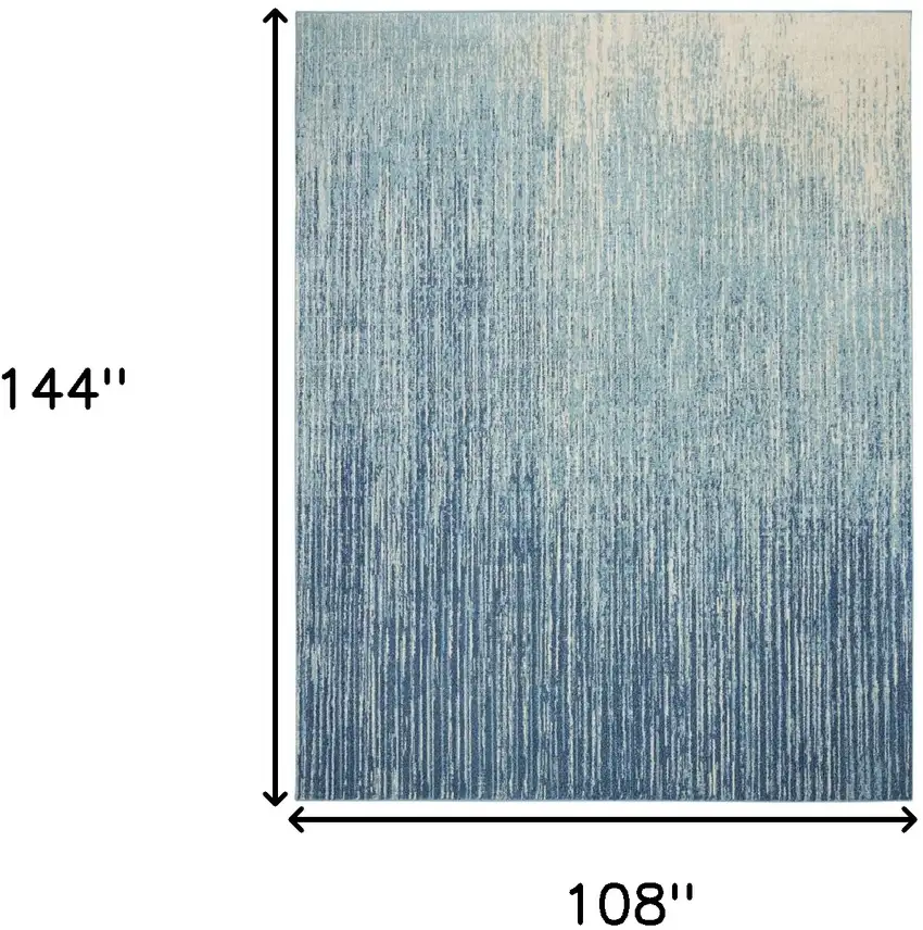 Blue and Ivory Abstract Power Loom Area Rug Photo 3