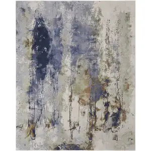 Photo of Blue and Ivory Abstract Power Loom Area Rug