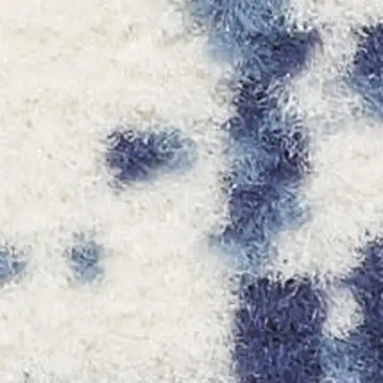 Blue and Ivory Abstract Power Loom Area Rug Photo 1