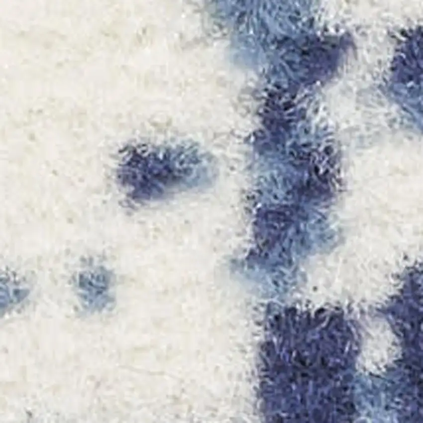 Blue and Ivory Abstract Power Loom Area Rug Photo 1