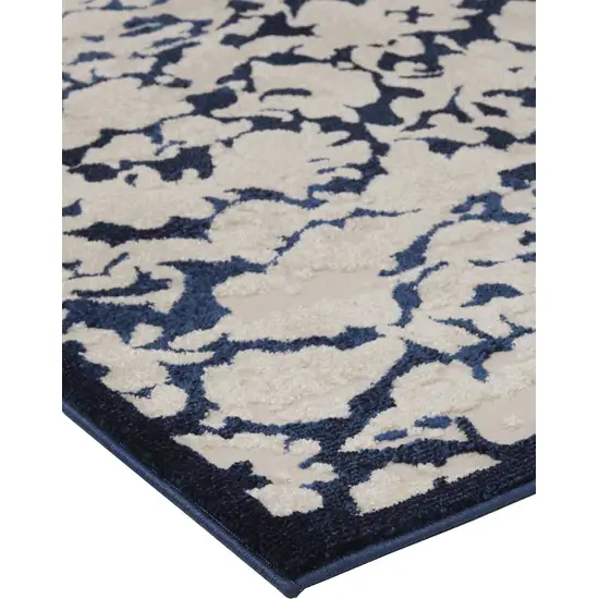 Blue and Ivory Abstract Power Loom Area Rug Photo 8