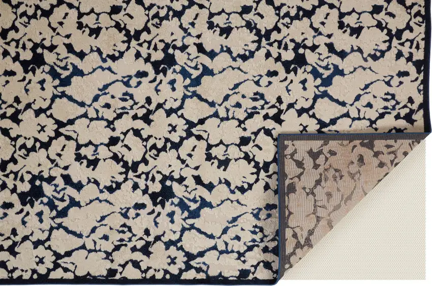 Blue and Ivory Abstract Power Loom Area Rug Photo 6