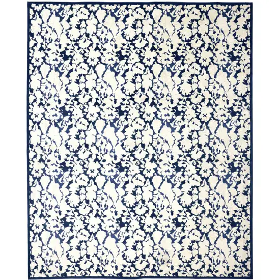 Blue and Ivory Abstract Power Loom Area Rug Photo 5
