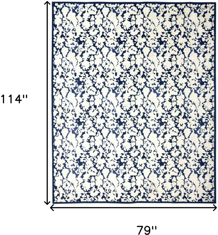 Blue and Ivory Abstract Power Loom Area Rug Photo 3