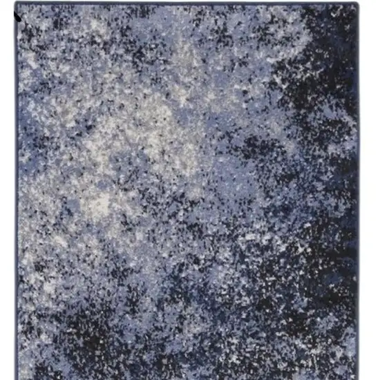 10' Blue And Ivory Abstract Distressed Runner Rug Photo 4
