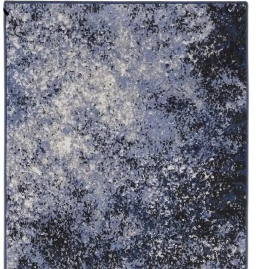 10' Blue And Ivory Abstract Distressed Runner Rug Photo 4
