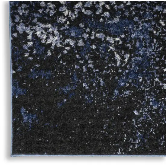 10' Blue And Ivory Abstract Distressed Runner Rug Photo 9