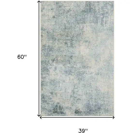 Blue and Ivory Abstract Power Loom Washable Area Rug Photo 3
