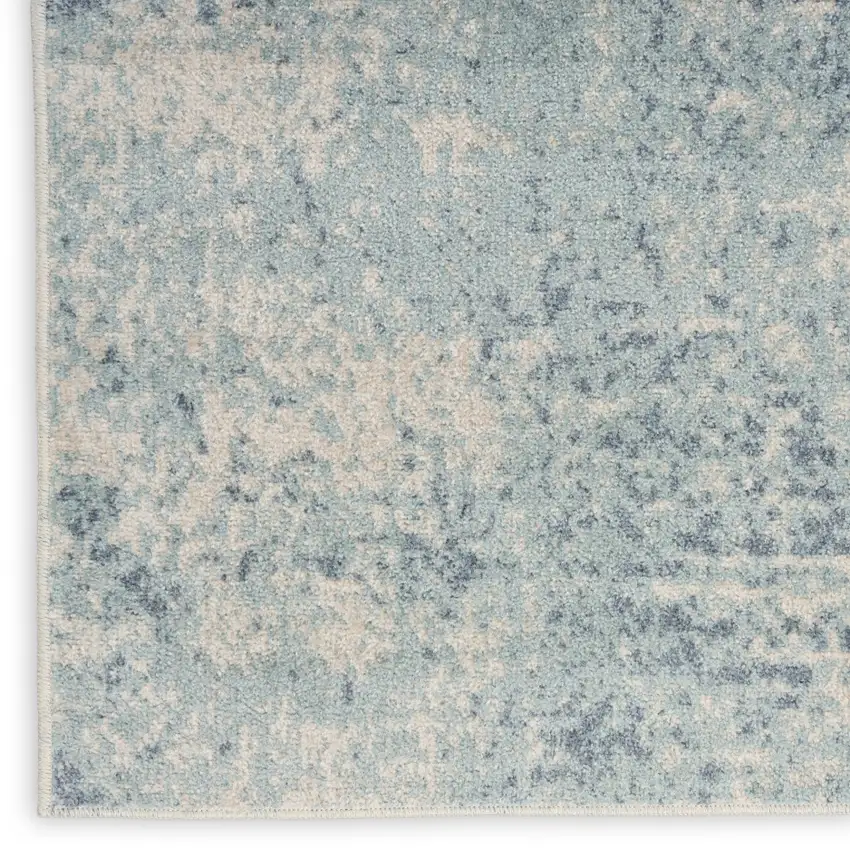 Blue and Ivory Abstract Power Loom Washable Area Rug Photo 8