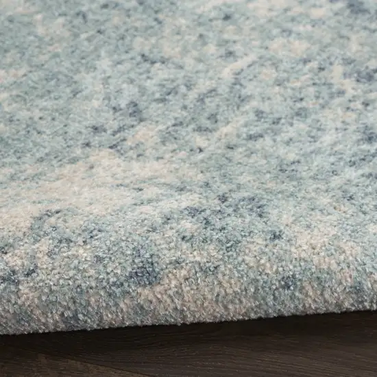 Blue and Ivory Abstract Power Loom Washable Area Rug Photo 9