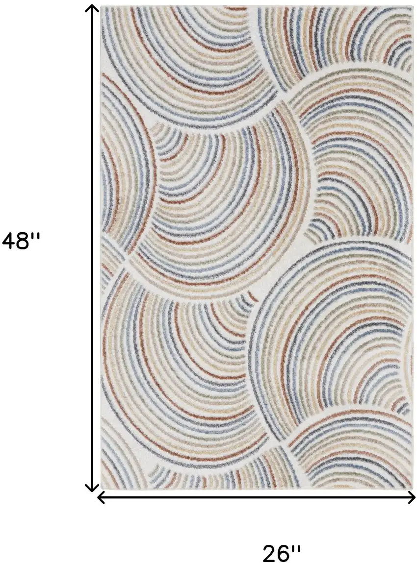 Blue and Ivory Abstract Power Loom Washable Area Rug Photo 3