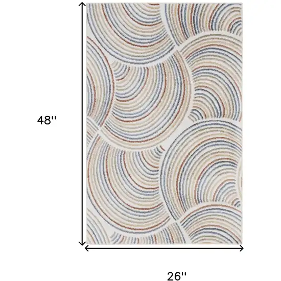 Blue and Ivory Abstract Power Loom Washable Area Rug Photo 3