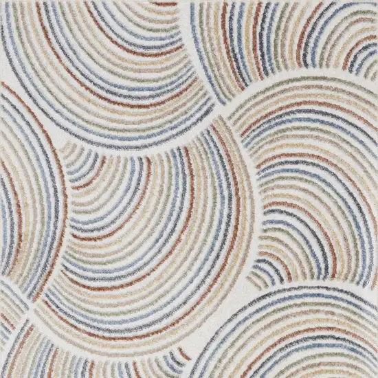 Blue and Ivory Abstract Power Loom Washable Area Rug Photo 9