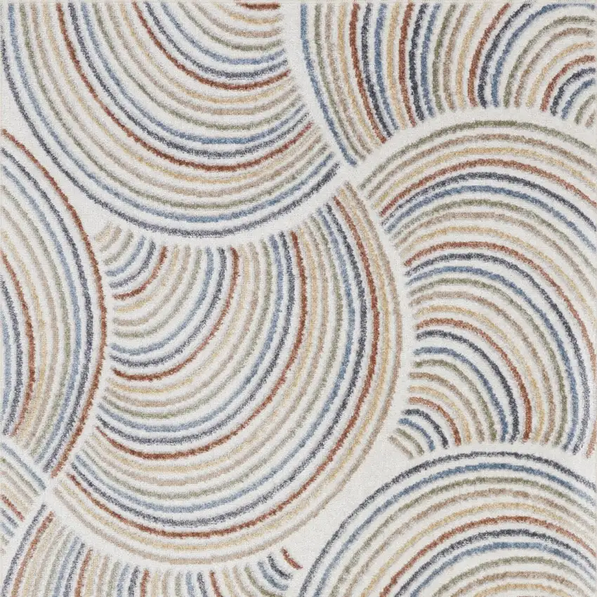 Blue and Ivory Abstract Power Loom Washable Area Rug Photo 9