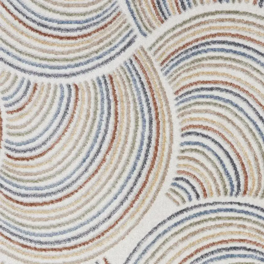 Blue and Ivory Abstract Power Loom Washable Area Rug Photo 3