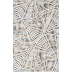 Photo of Blue and Ivory Abstract Power Loom Washable Area Rug