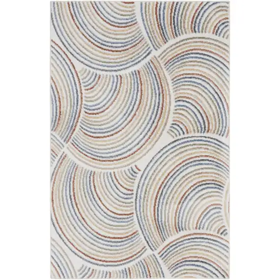Blue and Ivory Abstract Power Loom Washable Area Rug Photo 2