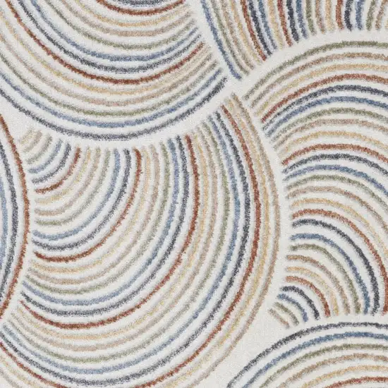 Blue and Ivory Abstract Power Loom Washable Area Rug Photo 8