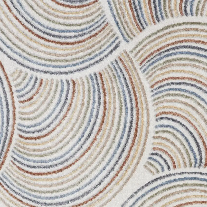 Blue and Ivory Abstract Power Loom Washable Area Rug Photo 8