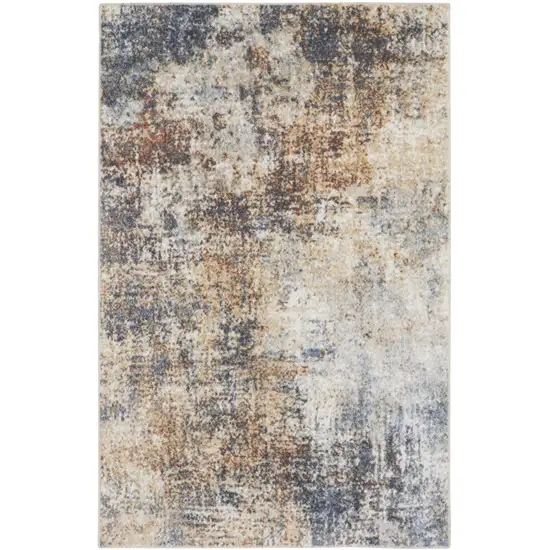 Blue And Ivory Moroccan Washable Area Rug Photo 9