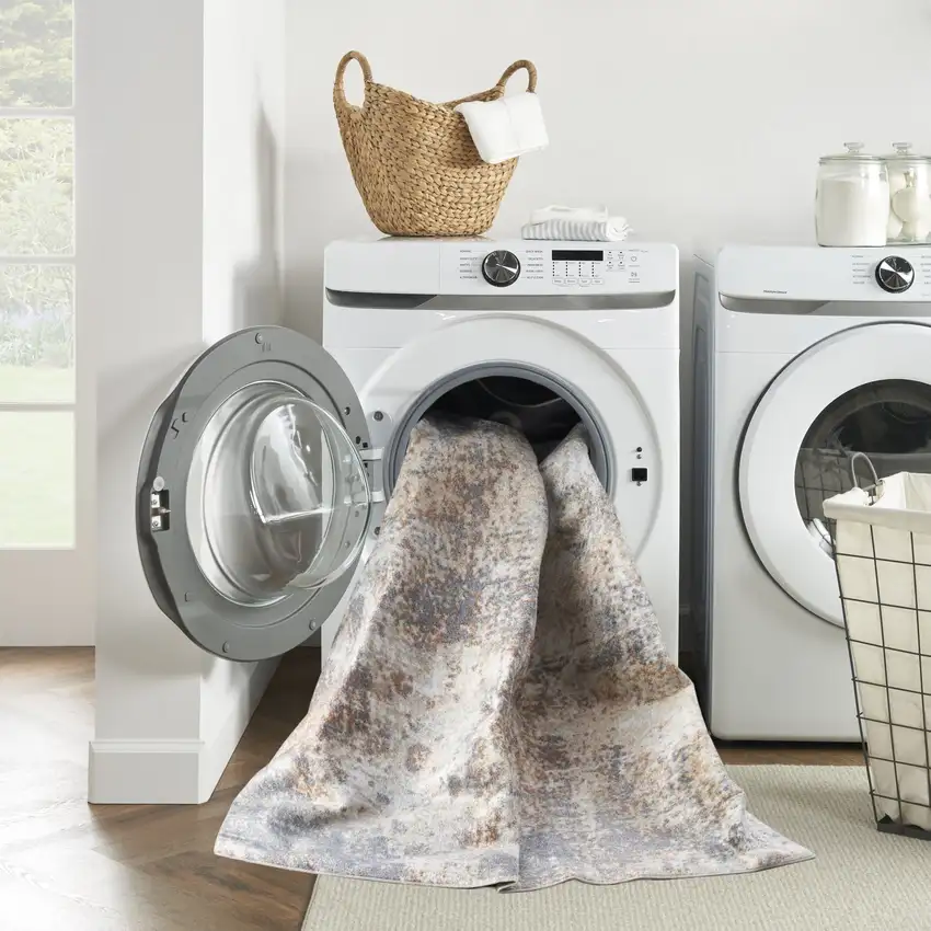 Blue And Ivory Moroccan Washable Area Rug Photo 7